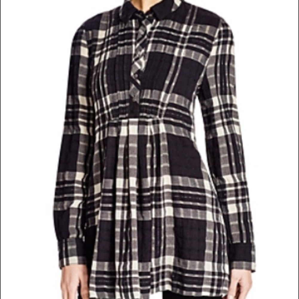 NWT Free People plaid baby blues tunic babydoll - Picture 3 of 7